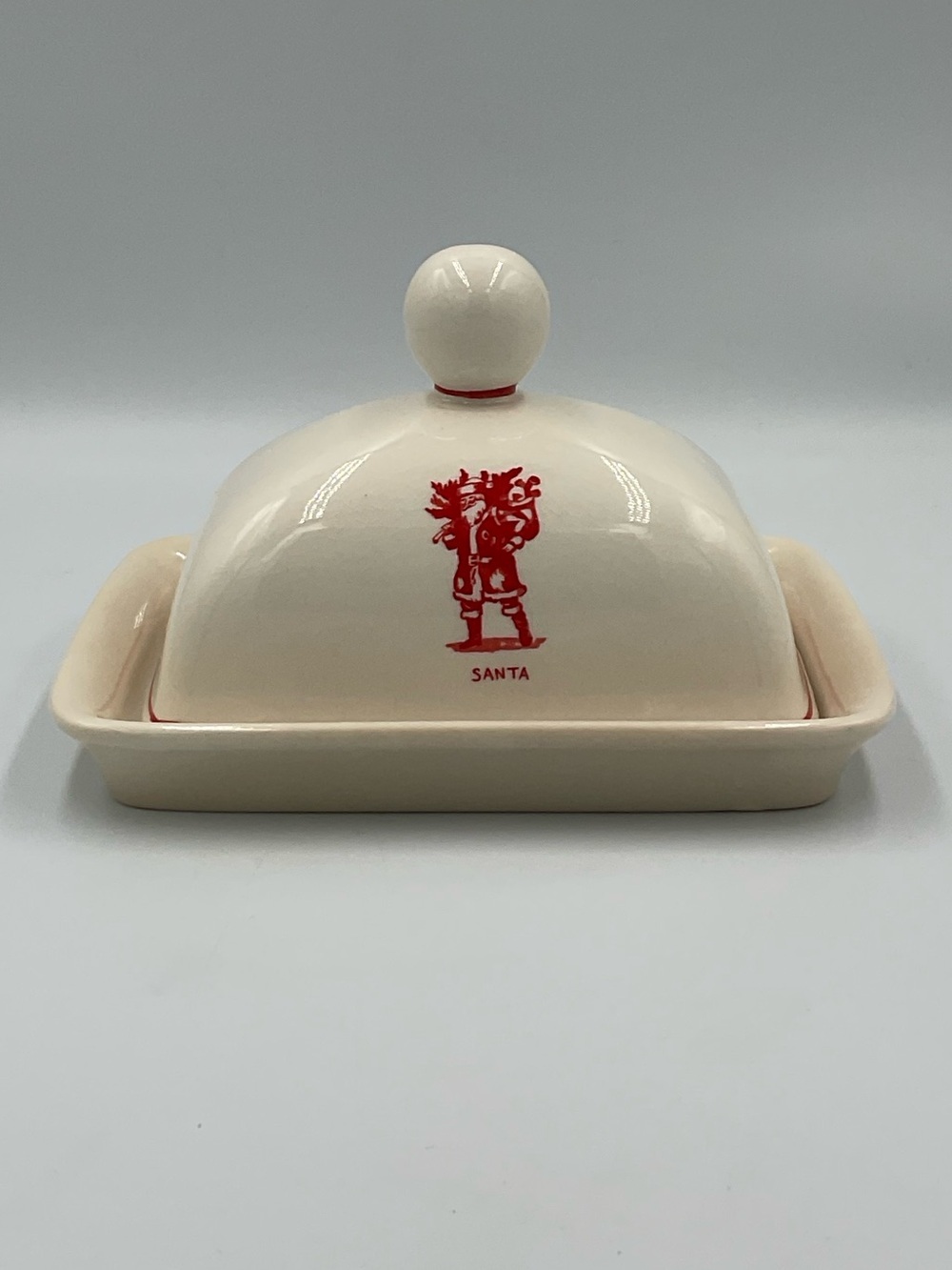 Vintage Molly Hatch “Santa” Christmas Butter Dish